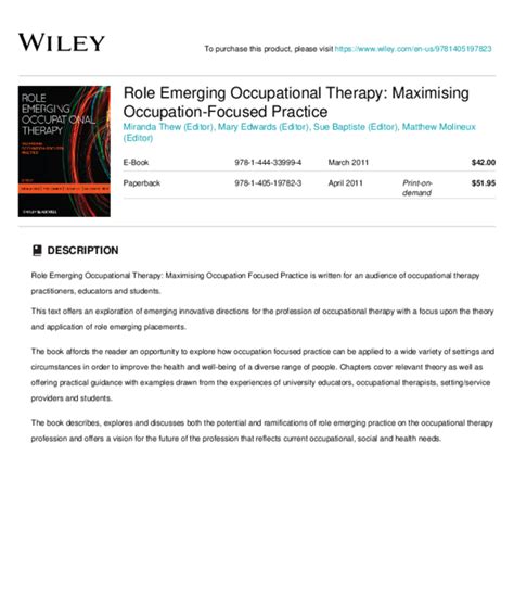 Pdf Role Emerging Occupational Therapy Sue Baptiste