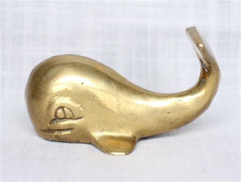 Vintage Brass Whale Figurine Solid Brass Whale Paperweight Etsy Canada Vintage Brass Metal