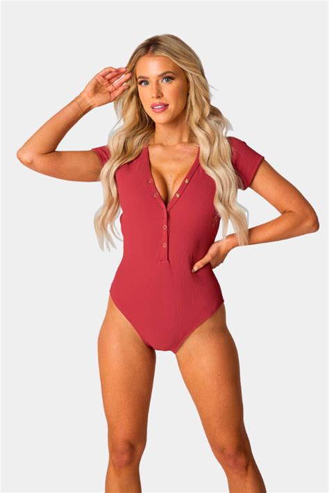 Buddylove Mona Short Sleeve One Piece Swimsuit Rust Buddylove