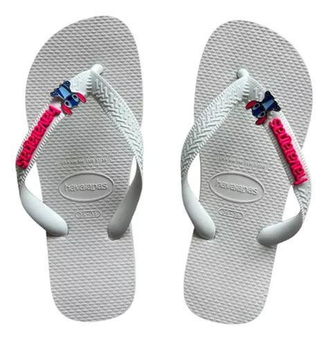 Chinelo Havaianas Branca Feminina Personalizada Pin Stitch