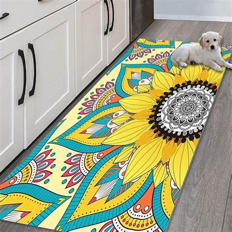 PAILLASSON 2 60x180cm Tapis de sol antidérapant imprimé tournesol