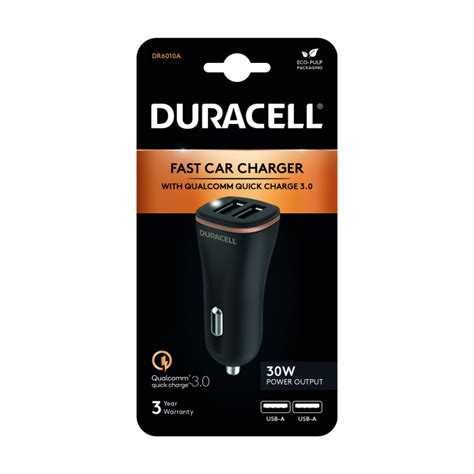 Duracell Dual Usb A Car Charger Black Incredible Connection