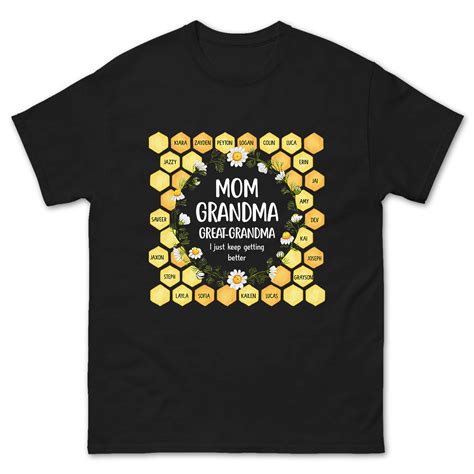 Custom Mom Grandma Great Grandma Honeycomb Design Shirt