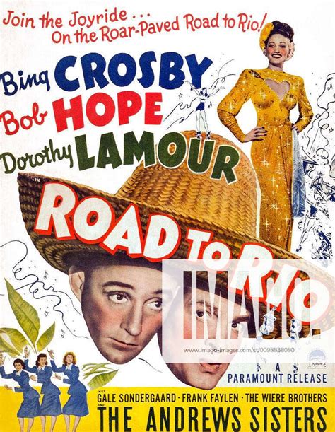 Road To Rio Us Poster Center From Left Bing Crosby Bob Hope