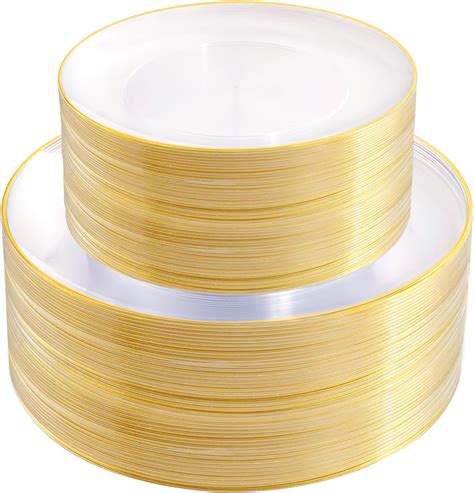 Amazon Pulote Pcs Clear And Gold Plastic Plates Heavy Duty