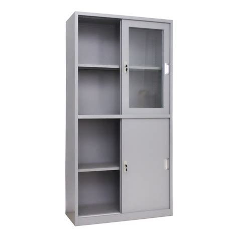 Grey Office Furniture Glass Sliding Door Steel Metal Display Filing