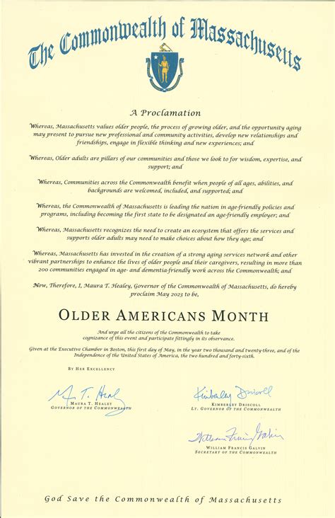 Governor Healey Proclaims May 2023 as Older Americans Month | Mass.gov