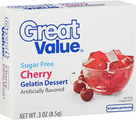 Great Value Sugar Free Cherry Gelatin Dessert 03 Oz Nutrition Information Innit