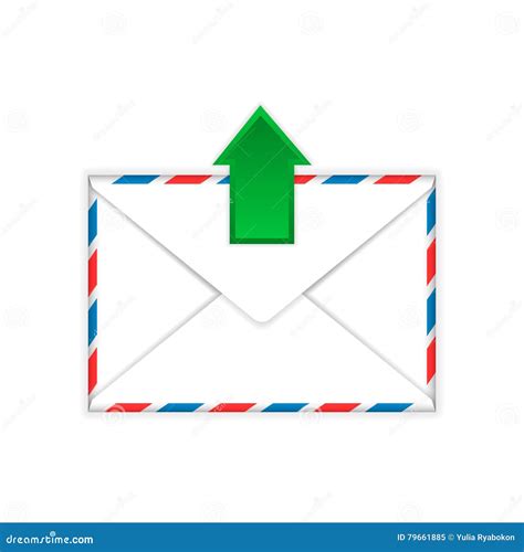 Envelope With Outgoing Message Sign Flat Icon Stock Vector