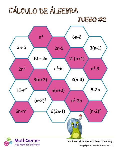 Sexto Grado Juegos Ejercicios De Ecuaciones Algebraicas Math Center