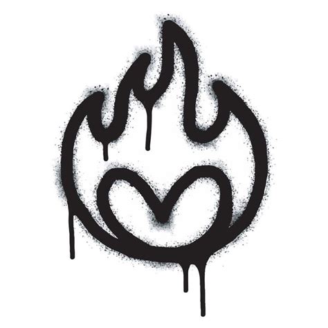 Spray Painted Graffiti Fire Flame Icon Sprayed Isolated With A White