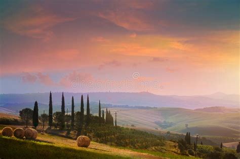 Toskanische Landschaft Italienische Landschaft Sonnenuntergang