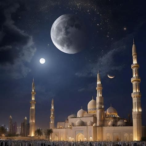 Premium Photo | Moon sighting for eid fastival