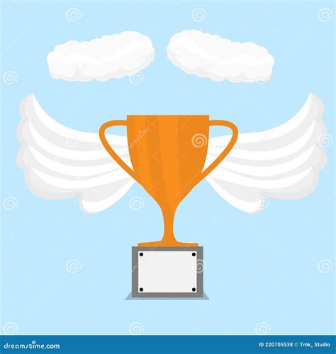 Illustration Of Wings Trophy Cloud And Blue Stock Vector