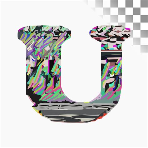 Premium Vector U Letter Design Stylish Font Glitch Alphabet