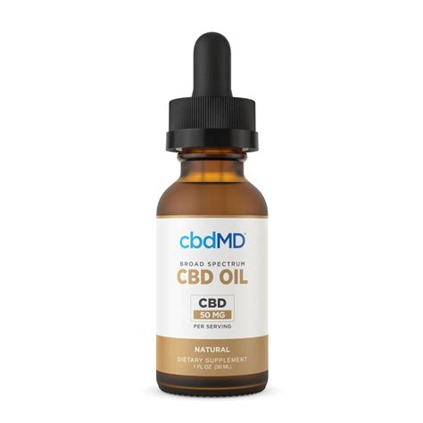 CbdMD CBD Oil Tincture Broad Spectrum THC Free Natural Flavor 1fl