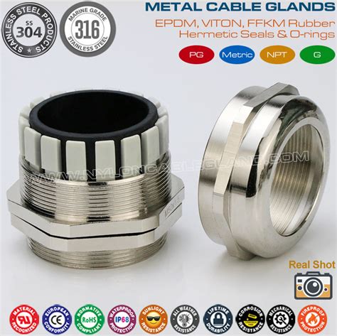 M50 Metric Ip68 Cable Gland Stainless Steel Type 304 316 316l With Epdm Seal And O Ring For 22