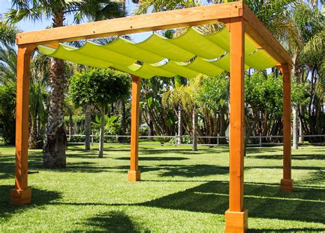 Retractable Shade Canopy Pergola Kit, Custom Made from Redwood