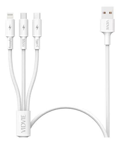 Cable Multicarga Carga Rápida Usb 3 En 1 Vidvie Blanco Cuotas sin interés