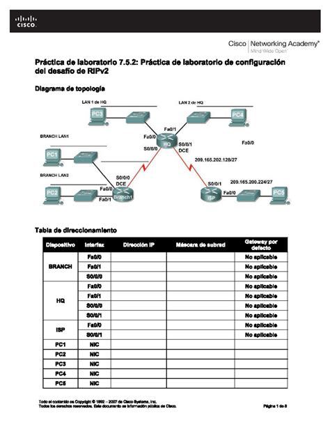 Práctica de laboratorio 7 5 2 Práctica de laboratorio de configuración