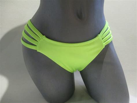 Scrunch Butt Strappy Cheeky Bikini Bottom Neon Colors Bow Etsy