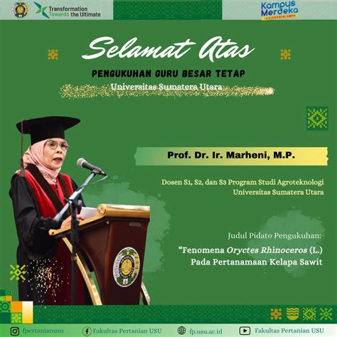 Pengukuhan Guru Besar Tetap Universitas Sumatera Utara Prof Dr Ir