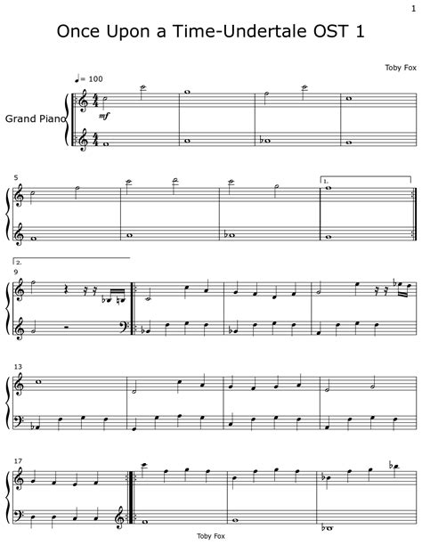 Once Upon A Time Undertale Ost 1 Sheet Music For Piano