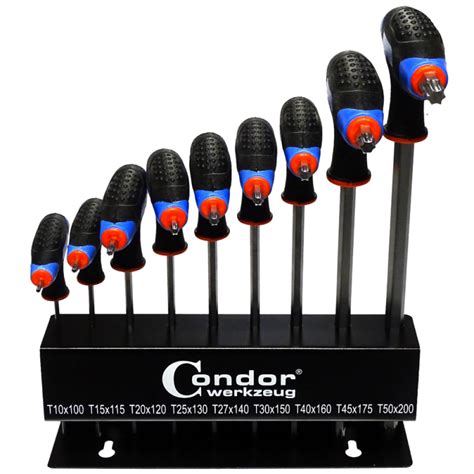 Klucze TORX typ T T10-T50 z półką zestaw 9szt. Condor-Germany