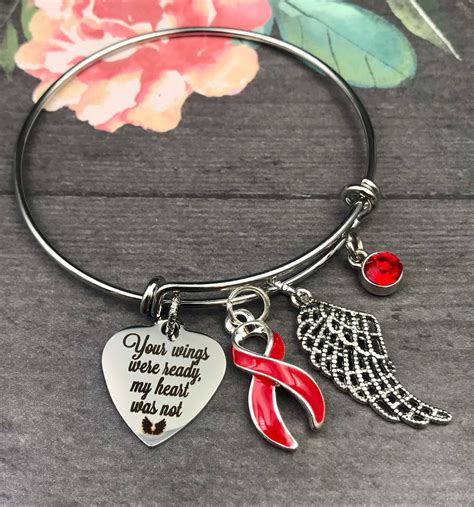 Red Ribbon Sympathy Bracelet Aids Hiv Awareness Aplastic Etsy