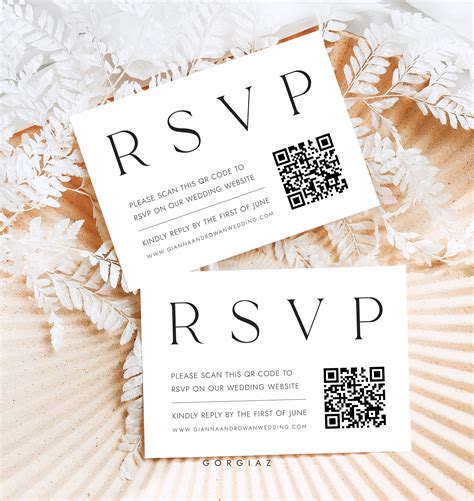 Qr Code Rsvp Templates Modern Minimalist Wedding Online Rsvp Etsy