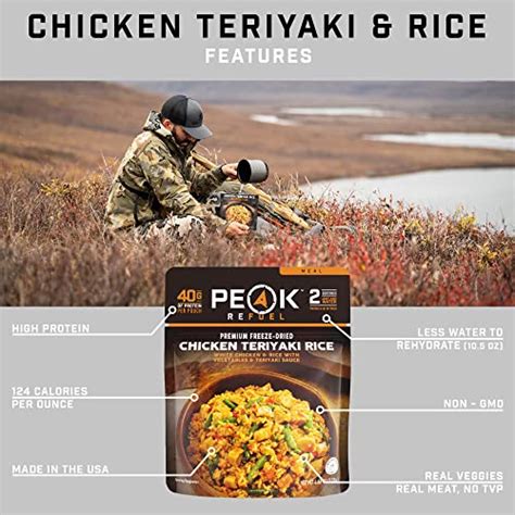 Peak Refuel Chicken Teriyaki Rice 2 Serving Meal Pouch Freeze Dried Backpacking And Camping