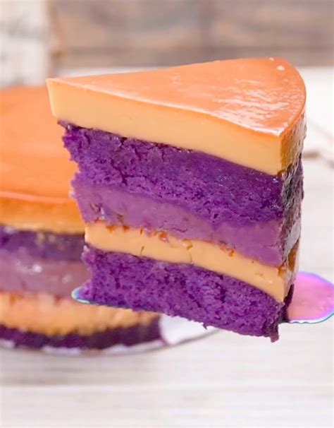 2 Layered Ube Leche Flan Cake With Ube Halaya Filling Kenjis Cafe