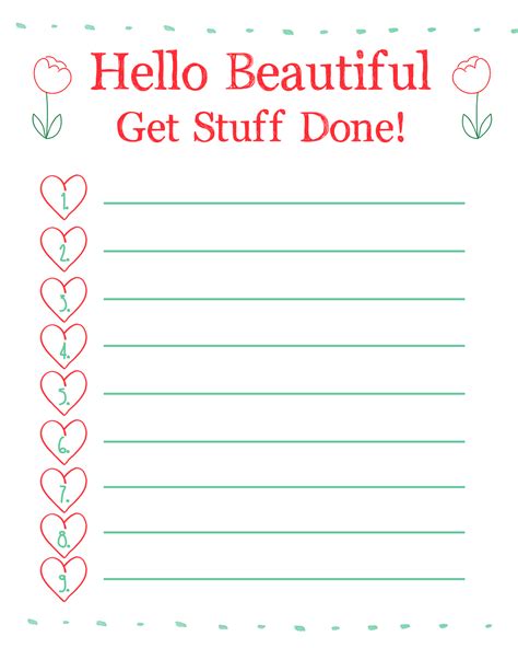 Things To Do Printable List