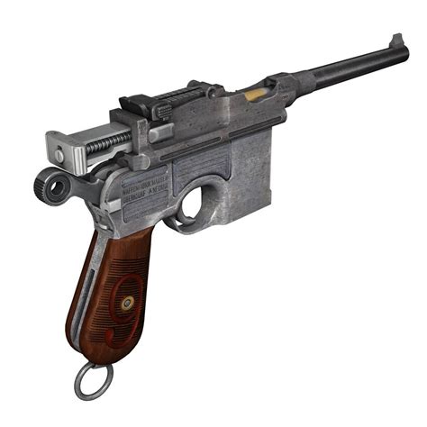 Mauser C96 Broomhandle M1916 Red 3d Model By Panaristi