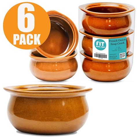 Packs French Onion Soup Crock Brown Premium Ceramic Porcelain