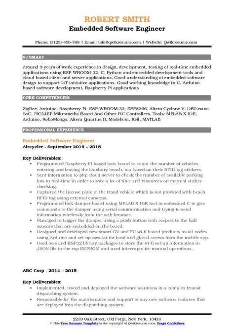 Engineer Resume Sample Pdf Embedded Software Engineer Resume Samples