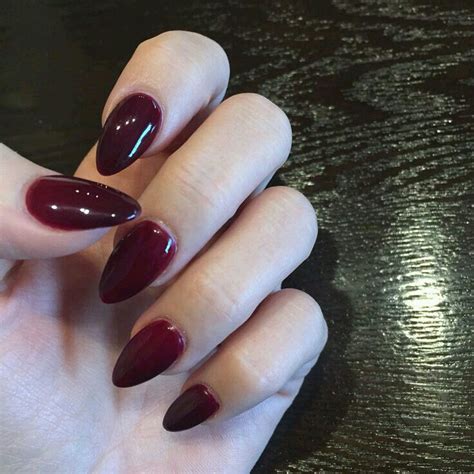 Short Dark Red Almond Gel Nails Wine Nails Red Nails