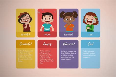 Emotions Color Background Printable Educational Etsy