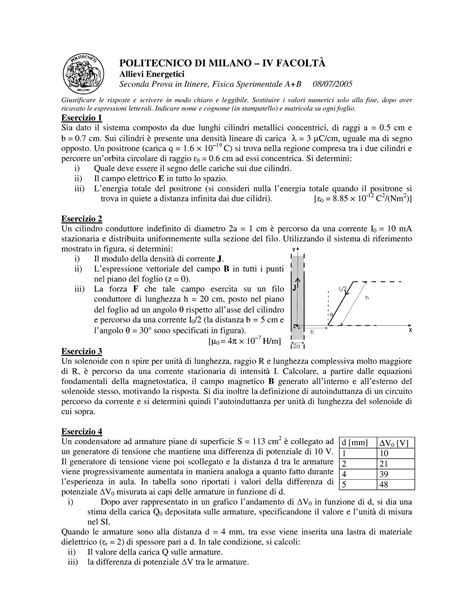 Prove D Esame Fisica Sperimentale Prova Itinere Fisica