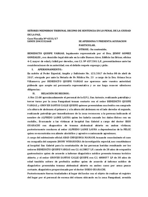 Modelo De Acusación Particular Policía Procedimiento Criminal