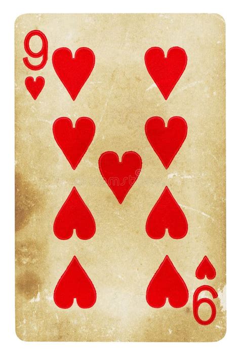 Nine Of Hearts Playing Card Isolated On White Stock Illustration