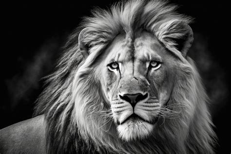 Premium Photo | Black and white lion face