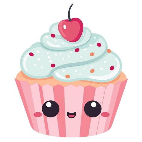 Premium Vector Hand Drawn Cupcake Cartoon Kawaii Cupcake Illustration