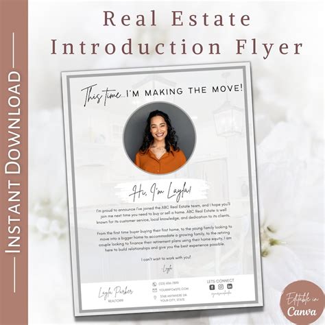 Real Estate Agent Introduction Flyer Real Estate Farming Etsy