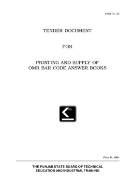 Fillable Online Tender Document For Printing And Supply Of Omr Bar Code