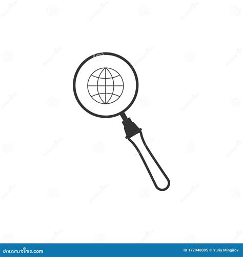 Magnifying Glass With Globe Icon Isolated Analyzing The World Stock Vector Illustration Of