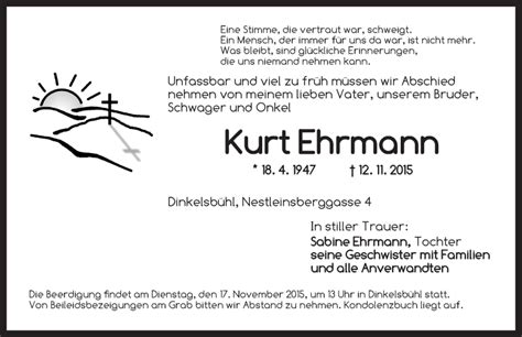 Traueranzeigen Von Kurt Ehrmann Trauer Flz De