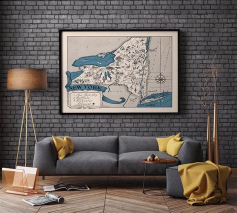 Map of State of New York Vintage New York Map Print New York | Etsy