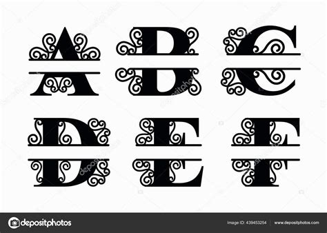 Alphabet Split Monogram Split Letter Monogram Alphabet Frame Font Laser