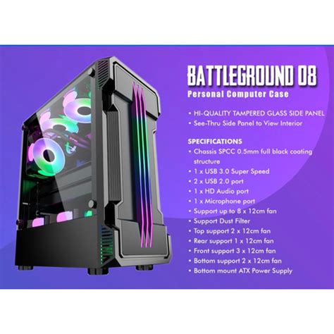 Jual Simbadda BattleGround 08 ATX MATX Tempered Glass Gaming Case